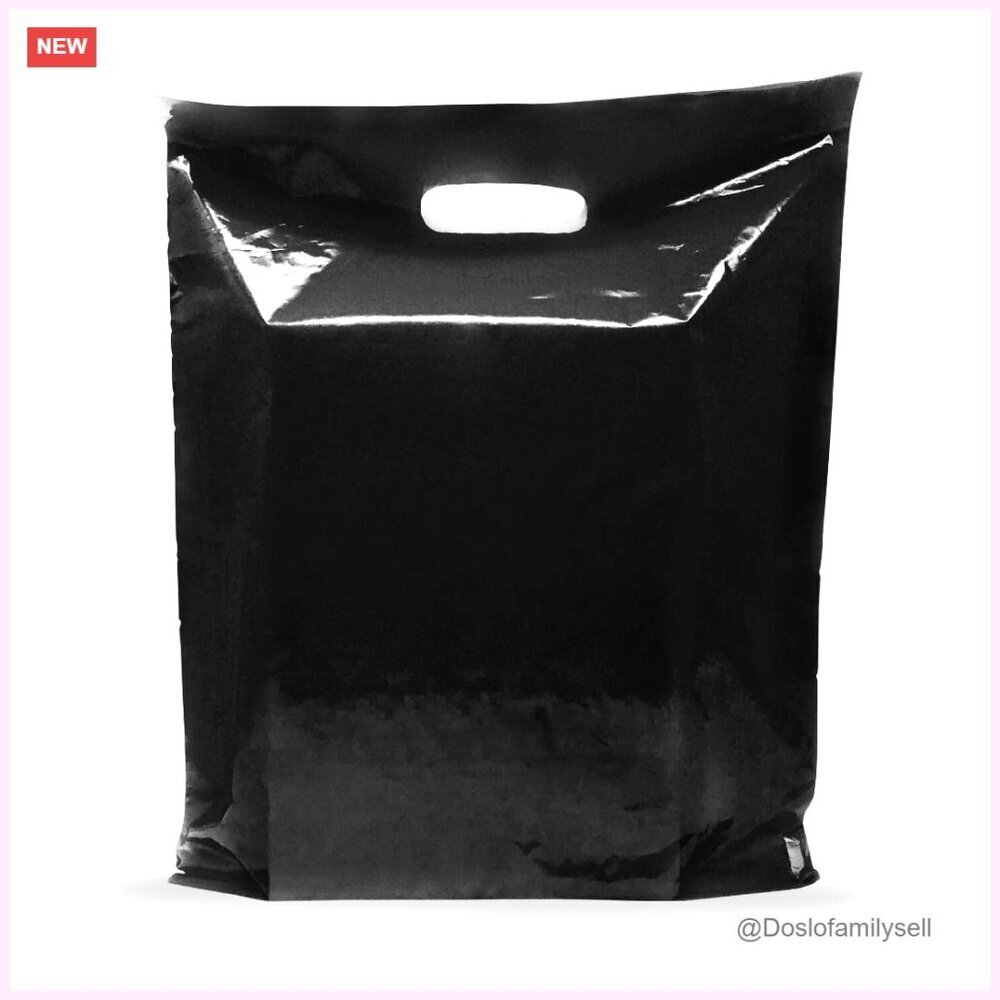 Plastic Shopping Bags 100 Pack Die Cut Handles 12x15 Tote
